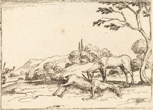 Srna truchlí nad svým hříbětem od Jacques Callot