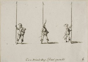 Vrták s Raised Pike, deska šest z The Military Exercises od Jacques Callot