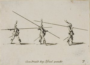 Cvičení s mušketou, deska sedm z The Military Exercises od Jacques Callot