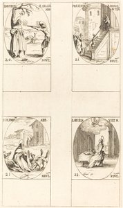 Edmund, král anglický, mučedník, uvedení Panny Marie, sv. Kolumba, sv. Cecil. od Jacques Callot