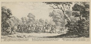 Odhalení zločinců, list 9 ze série „Hrůzy války“ od Jacques Callot
