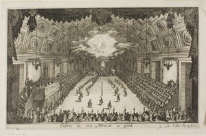 Vstup Jeho Výsosti pěšky, z The Combat at the Barrier od Jacques Callot