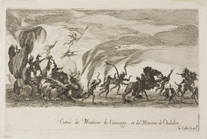 Vstup pana de Couvonage a pana de Chalabre z The Combat at the Barrier od Jacques Callot