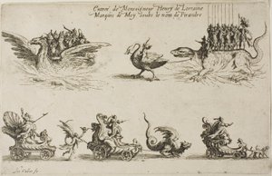 Vstup monseigneura Henryho de Lorraine, markýze de Moy, pod jménem Pirandre, z The Combat at the Barrier od Jacques Callot