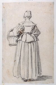 Postava obrácená dozadu (černá křída na papíře) od Jacques Callot