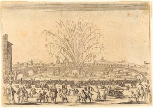 Ohňostroj na Arno, Florencie, c. 1622. od Jacques Callot