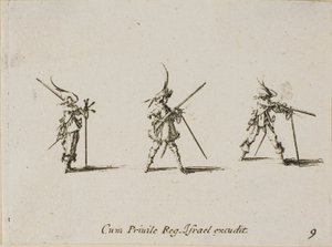 Střelba z muškety, deska devět z Vojenských cvičení od Jacques Callot