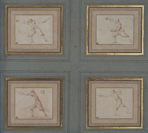 Čtyři studie šermíře, 1766-69 od Jacques Callot