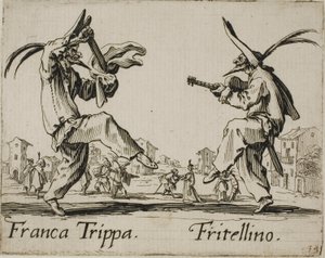 Franca Trippa - Fritellino, talíř 23 od Balli di Sfessania od Jacques Callot