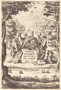 Frontispis pro posvátnou kosmologii (titul s astrology) od Jacques Callot