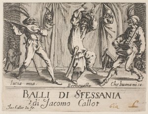 Frontispiece, z Balli di Sfessania od Jacques Callot