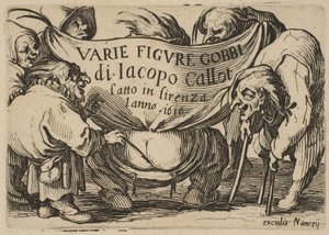 Frontispiece, z Varie Figure Gobbi, suita nazývaná také Les Bossus, Les Pygmées, Les..., 1616-22. od Jacques Callot