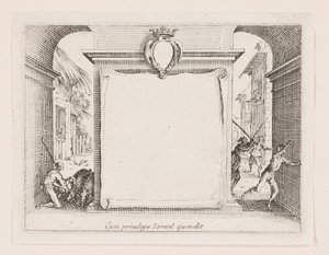 Frontispis, ze série La vie de l od Jacques Callot