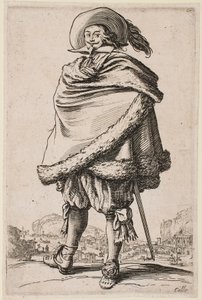 Gentleman zahalený v plášti lemovaném kožešinou, ze série „The Nobility“ od Jacques Callot