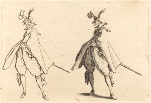 Gentleman ve velkém plášti, pohled zepředu od Jacques Callot