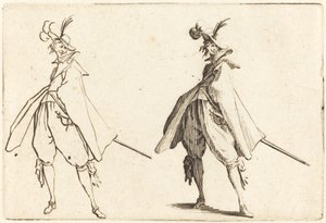 Gentleman ve velkém plášti, pohled zepředu od Jacques Callot
