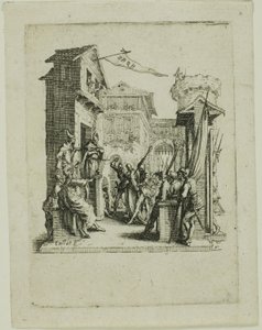Ježíš před Kaifášem, z Malé pašije od Jacques Callot