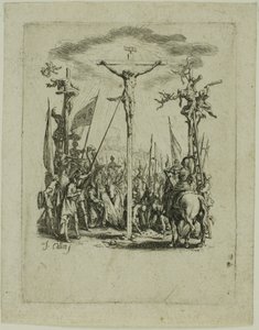 Ježíš je probodnut kopím, z knihy Malé pašije od Jacques Callot
