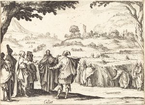 Ježíš s farizeji od Jacques Callot