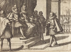Král a královna v poradě o Turcích [recto], 1612. od Jacques Callot