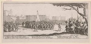 Zápis vojáků, ilustrace z Velké bídy války od Jacques Callot