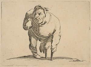 Mrzák s berlí a dřevěnou ..., 1616-22. od Jacques Callot
