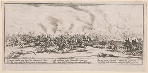 Bitva, ilustrace z Velké bídy války od Jacques Callot