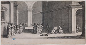 Velké pašije, Mytí nohou. První list ze souboru 7 listů (Lieure 281, Meaume 12) od Jacques Callot