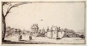 La Vieille et la Neuve Malgrange (pero a hnědá tuš na papíře) od Jacques Callot