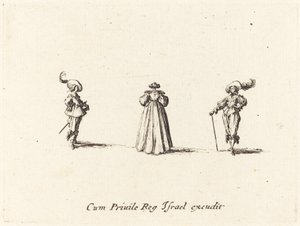 Dáma viděná zezadu a dva pánové od Jacques Callot
