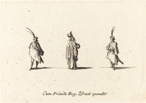 Dáma v dlouhém plášti a dva pánové od Jacques Callot