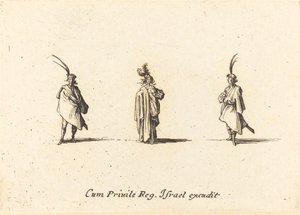 Dáma v dlouhém plášti a dva pánové od Jacques Callot