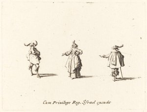 Dáma s nataženou paží a dva pánové od Jacques Callot