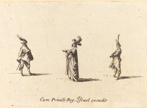 Dáma s opeřeným kloboukem a dva pánové od Jacques Callot