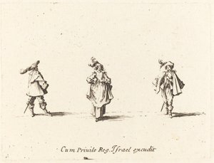Dáma s pery a dva pánové od Jacques Callot