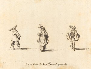 Dáma s pery a dva pánové, pravděpodobně 1634. od Jacques Callot