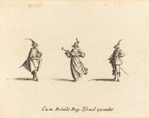 Dáma se smyčcovým nástrojem a dva pánové od Jacques Callot