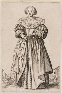 Dáma s vějířem, ze série „The Nobility of Lorraine“ od Jacques Callot