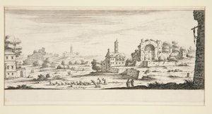 Krajina s velkými budovami od Jacques Callot
