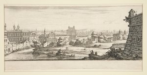 Krajina s velkými, impozantními budovami od Jacques Callot