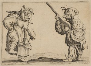 Les Danseurs au Luth Tanečníci s loutnou, z Les Caprices Series B, Nancy Set, 1617-20. od Jacques Callot