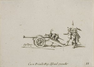 Načítání kánonu, deska jedenáct z Vojenských cvičení od Jacques Callot