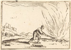 Muž navštěvující požár od Jacques Callot