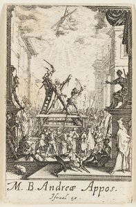 Umučení svatého Ondřeje, třetí deska z Mučednictví apoštolů od Jacques Callot