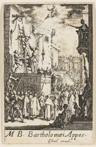 Umučení svatého Bartoloměje, devátá deska z knihy Umučení apoštolů od Jacques Callot