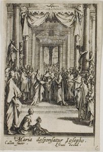 Marie si bere Josefa, ze Života Panny Marie od Jacques Callot