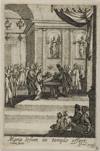 Marie představuje Krista v chrámu, ze Života Panny Marie od Jacques Callot