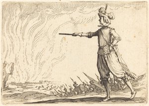 Pěší vojenský velitel od Jacques Callot