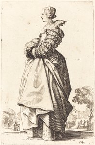 Ušlechtilá žena v profilu s rukama v rukávu od Jacques Callot