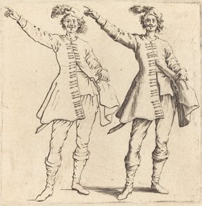 Důstojník s nataženou paží, pohled zepředu od Jacques Callot